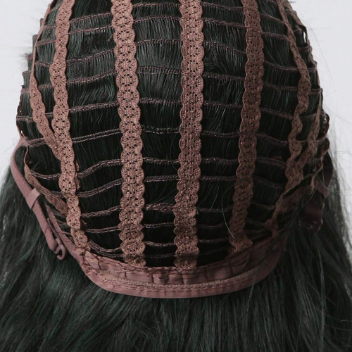 Prodlužování vlasů a účesy - Paruka GRENA s ofinou - černá s tmavě zelenou