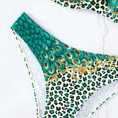 Dámská móda a doplňky - Dámské dvoudílné bikiny Leopard Green