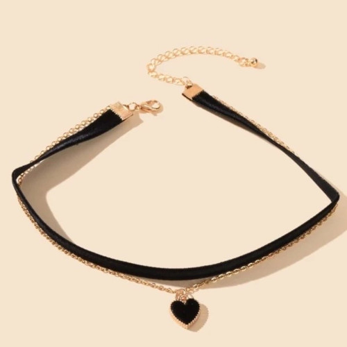 Dámská móda a doplňky - Sametový choker náhrdelník Black Heart