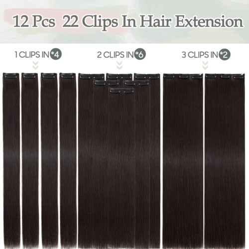 Prodlužování vlasů a účesy - Clip in sada DE-LUXE, 57 cm - odstín 4