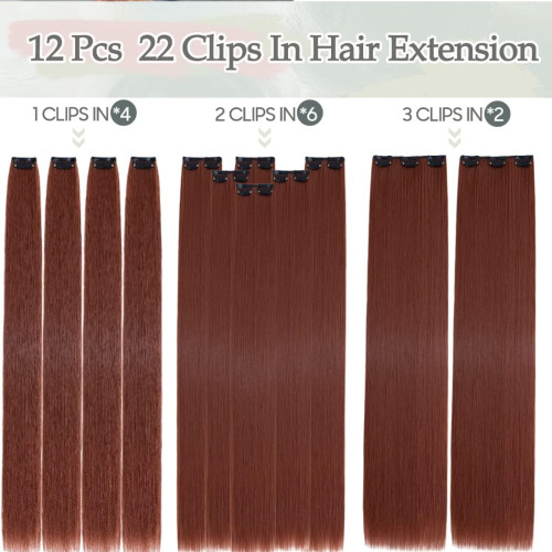 Prodlužování vlasů a účesy - Clip in sada DE-LUXE, 57 cm - odstín 30