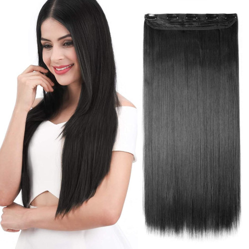 Prodlužování vlasů a účesy - Clip in vlasy - 60 cm dlouhý pás vlasů - odstín 1#