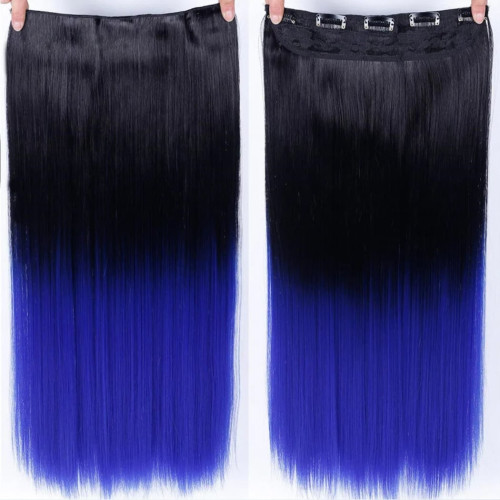 Prodlužování vlasů a účesy - Clip in vlasy - 60 cm dlouhý pás vlasů - ombre styl - odstín Black T Blue