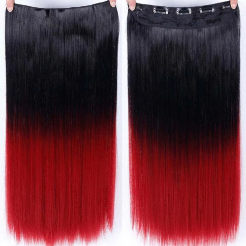 Prodlužování vlasů a účesy - Clip in vlasy - 60 cm dlouhý pás vlasů - ombre styl - odstín Black T Red