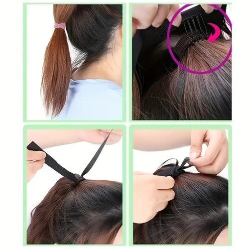 Prodlužování vlasů a účesy - Cop vlnitý s mašlí - 30 cm