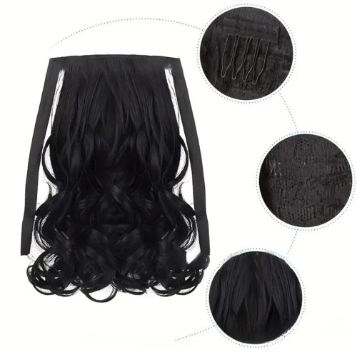 Prodlužování vlasů a účesy - Cop vlnitý s mašlí - 30 cm