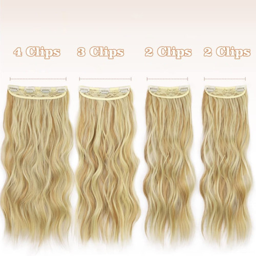 Prodlužování vlasů a účesy - Clip in prodloužení vlasů, sada 4 ks - odstín 105 (blond melír)