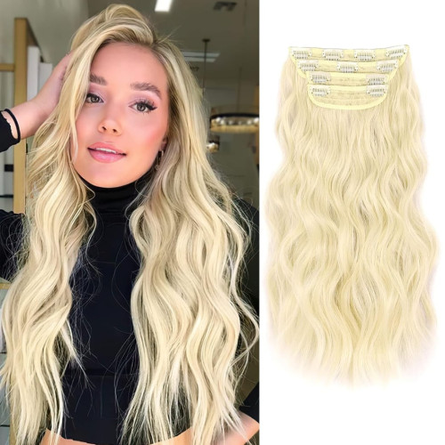 Prodlužování vlasů a účesy - Clip in prodloužení vlasů, sada 4 ks - odstín 102 (beach blond)