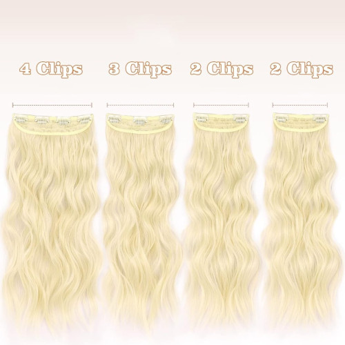 Prodlužování vlasů a účesy - Clip in prodloužení vlasů, sada 4 ks - odstín 102 (beach blond)