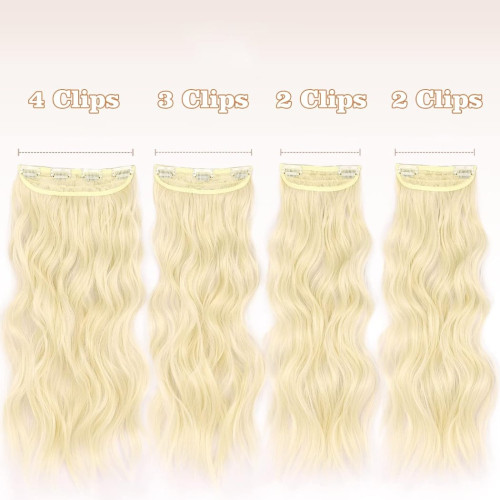 Prodlužování vlasů a účesy - Clip in prodloužení vlasů, sada 4 ks - odstín 102 (beach blond)