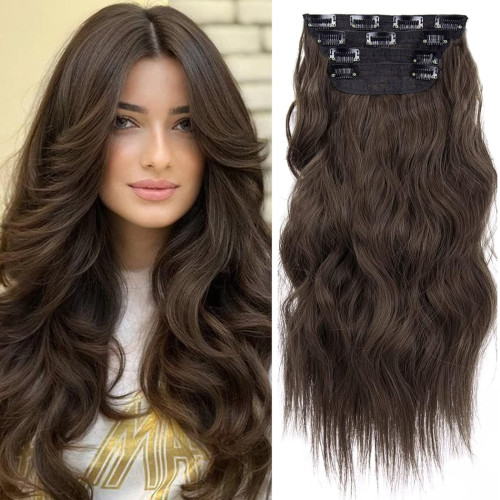 Prodlužování vlasů a účesy - Clip in prodloužení vlasů, sada 4 ks - odstín 8/10 (hnědý mix)