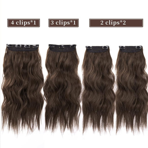 Prodlužování vlasů a účesy - Clip in prodloužení vlasů, sada 4 ks - odstín 8/10 (hnědý mix)