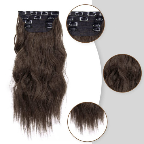 Prodlužování vlasů a účesy - Clip in prodloužení vlasů, sada 4 ks - odstín 8/10 (hnědý mix)