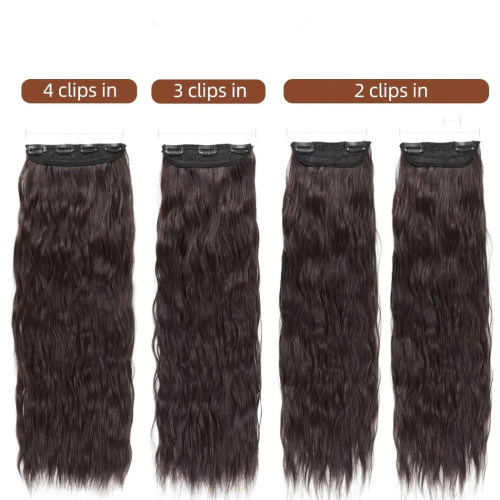Prodlužování vlasů a účesy - Clip in prodloužení vlasů, sada 4 ks - odstín 4 - čokoládově hnědá