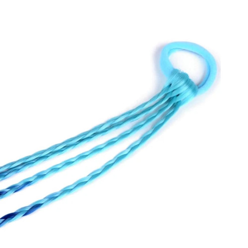 Prodlužování vlasů a účesy - Copánky na gumičce - tyrkysová modrá