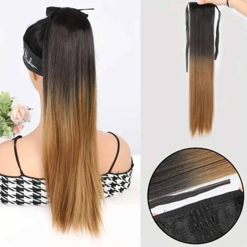 Prodlužování vlasů a účesy - Culík, cop rovný na zavazování 57 cm - Ombre styl