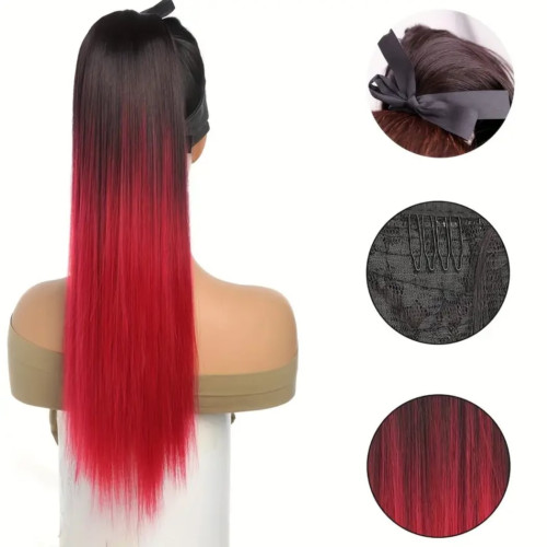 Prodlužování vlasů a účesy - Culík, cop rovný na zavazování 57 cm - Ombre styl