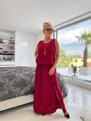 Dámská móda a doplňky - Dlouhé šaty s rozparkem - Elegant