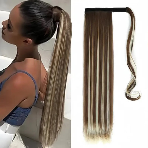 Prodlužování vlasů a účesy - Culík - cop rovný s omotávkou 57 cm