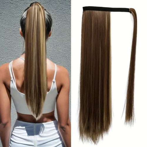 Prodlužování vlasů a účesy - Culík - cop rovný s omotávkou 57 cm