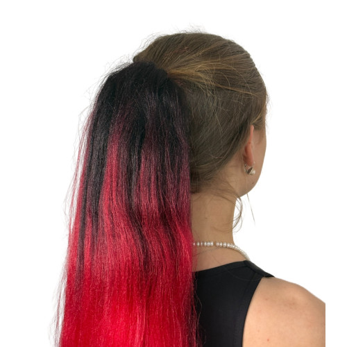 Prodlužování vlasů a účesy - Cop, culík k nasazeni 70 cm, kanekalon - ombre černá - červená