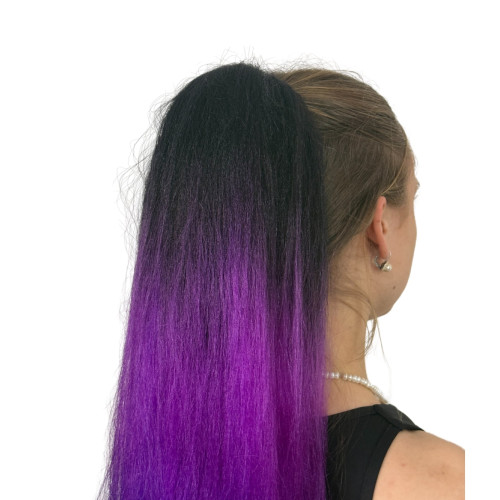 Prodlužování vlasů a účesy - Cop, culík k nasazeni 70 cm, kanekalon - ombre černá - fialová