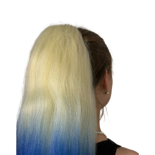 Prodlužování vlasů a účesy - Cop, culík k nasazeni 70 cm, kanekalon - ombre blond - modrá