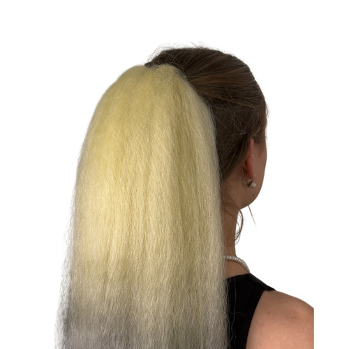 Prodlužování vlasů a účesy - Cop, culík k nasazeni 70 cm, kanekalon - ombre blond - šedá