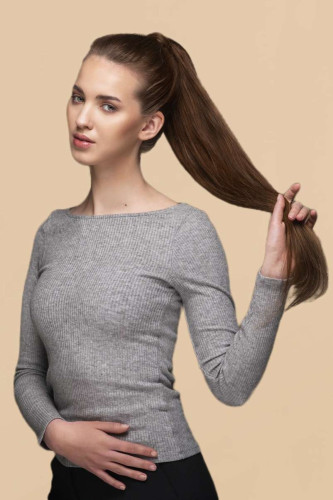 Prodlužování vlasů a účesy - Clip In culík Premium 60 cm / 120 g – tmavě hnědá, 100% pravé vlasy