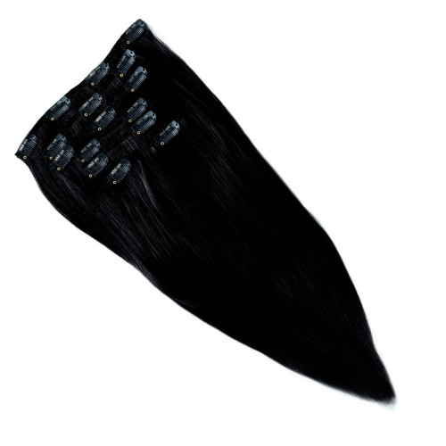 Prodlužování vlasů a účesy - Clip In vlasy Premium 60 cm / 100 g – Černá, 100% pravé vlasy