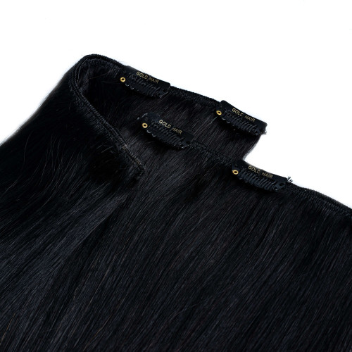 Prodlužování vlasů a účesy - Clip In vlasy Premium 60 cm / 100 g – Černá, 100% pravé vlasy