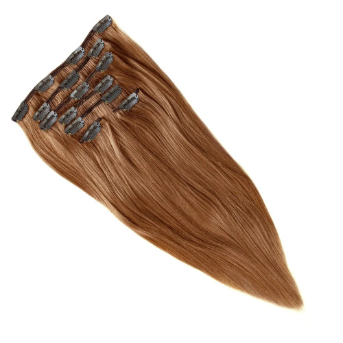 Prodlužování vlasů a účesy - Clip In vlasy Premium 45 cm / 100 g – Tmavá blond, 100% pravé vlasy