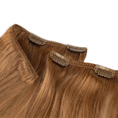 Prodlužování vlasů a účesy - Clip In vlasy Premium 50 cm / 100 g – Tmavá blond, 100% pravé vlasy