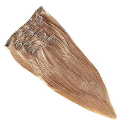 Prodlužování vlasů a účesy - Clip In vlasy Premium 50 cm / 100 g – Přírodní tmavá blond, 100% pravé vlasy