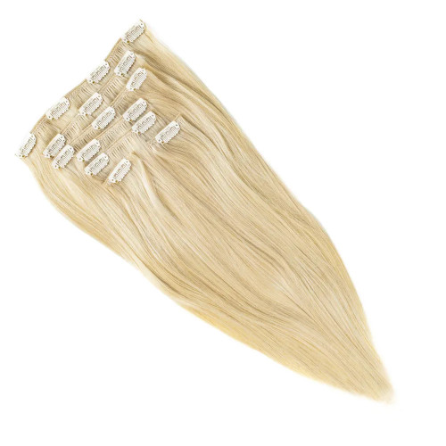 Prodlužování vlasů a účesy - Clip In vlasy Premium 45 cm / 100 g – Ledová blond, 100% pravé vlasy