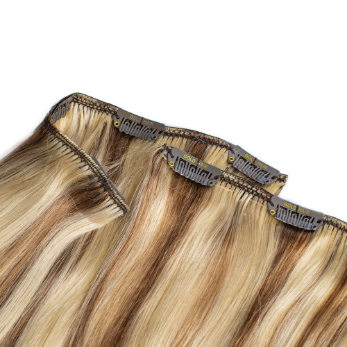 Prodlužování vlasů a účesy - Clip In vlasy Premium 45 cm / 100 g – Melír Ledová Blond / Tmavá Blond, 100% pravé vlasy