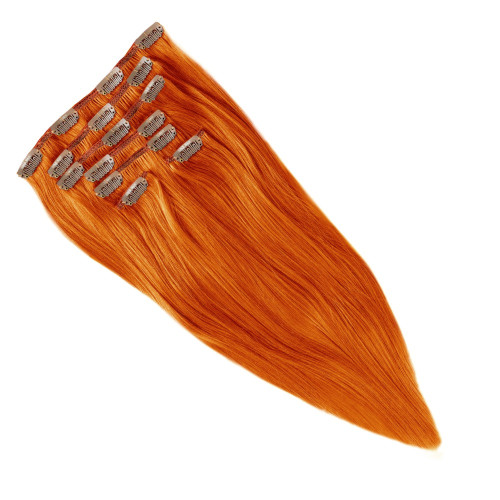 Prodlužování vlasů a účesy - Clip In vlasy Premium 45 cm / 100 g – Orange Pepper, 100% pravé vlasy