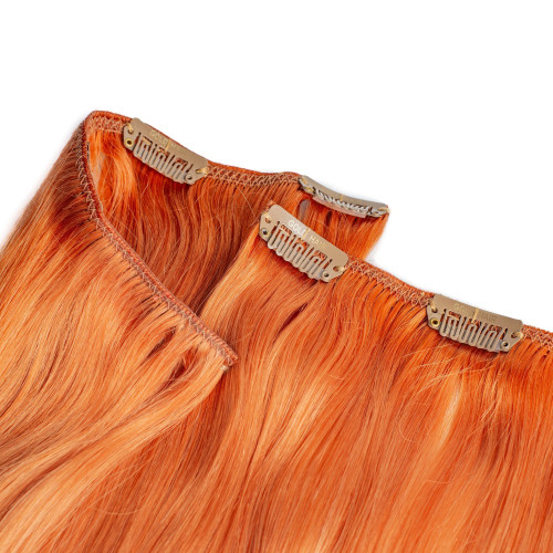 Prodlužování vlasů a účesy - Clip In vlasy Premium 45 cm / 100 g – Orange Pepper, 100% pravé vlasy
