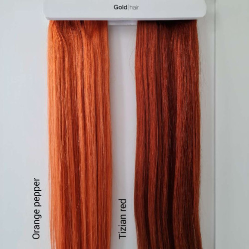 Prodlužování vlasů a účesy - Clip In vlasy Premium 45 cm / 100 g – Orange Pepper, 100% pravé vlasy