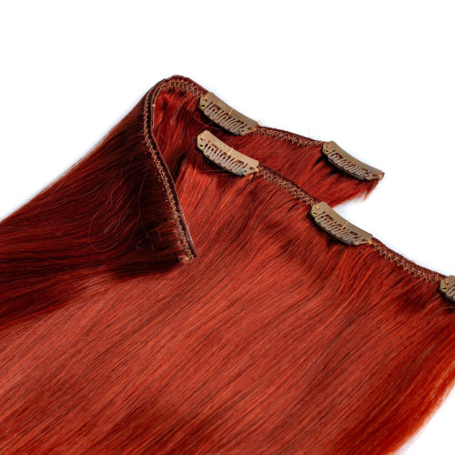 Prodlužování vlasů a účesy - Clip In vlasy Premium 45 cm / 100 g – Tizian Red, 100% pravé vlasy