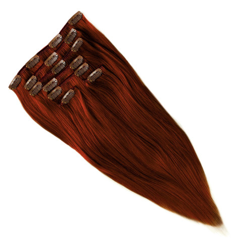 Prodlužování vlasů a účesy - Clip In vlasy Premium 50 cm / 100 g – Tizian Red, 100% pravé vlasy