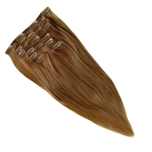 Prodlužování vlasů a účesy - Clip In vlasy Premium 60 cm / 100 g – Světle hnědá, 100% pravé vlasy