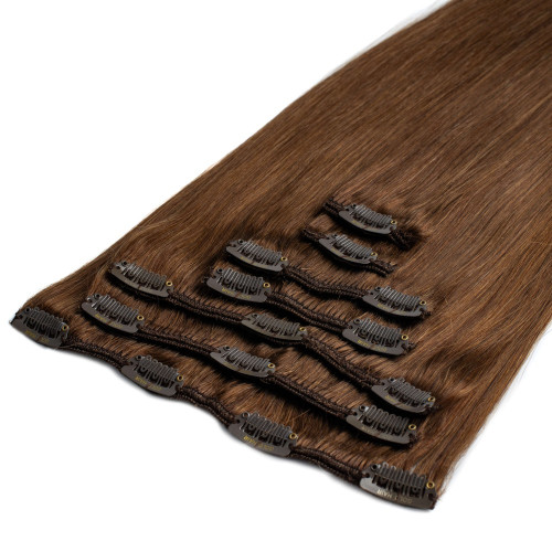 Prodlužování vlasů a účesy - Clip In vlasy Premium 60 cm / 100 g – Světle hnědá, 100% pravé vlasy