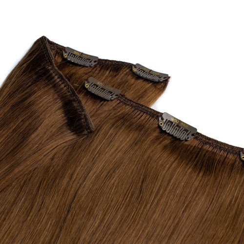 Prodlužování vlasů a účesy - Clip In vlasy Premium 50 cm / 100 g – světle hnědá, 100% pravé vlasy