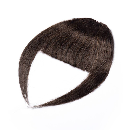 Prodlužování vlasů a účesy - Clip In ofina Premium – hnědá, 20 cm / 23 g, 100% pravé lidské vlasy