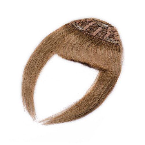 Prodlužování vlasů a účesy - Clip In ofina Premium – tmavě medová, 100% pravé vlasy, 20 cm / 23 g