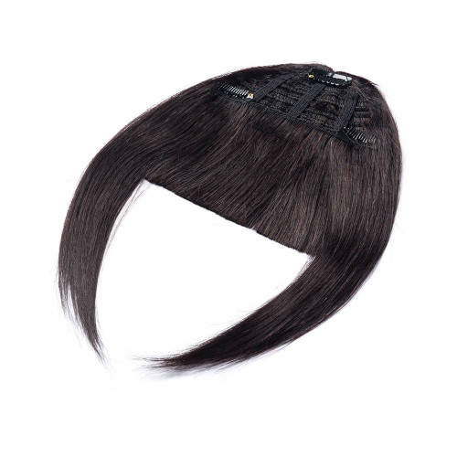 Prodlužování vlasů a účesy - Clip In ofina Premium – tmavě hnědá, 20 cm / 23 g, 100% pravé vlasy