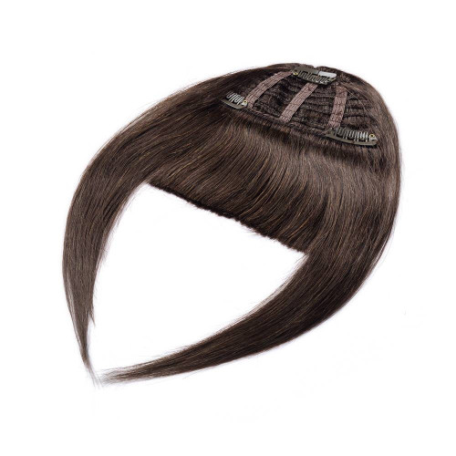 Prodlužování vlasů a účesy - Clip In ofina Premium – hnědá, 20 cm / 23 g, 100% pravé lidské vlasy