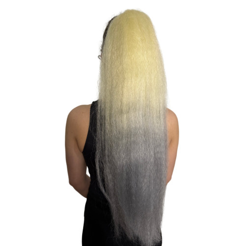 Prodlužování vlasů a účesy - Cop, culík k nasazeni 70 cm, kanekalon - ombre blond - šedá
