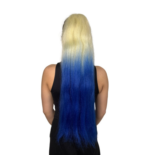Prodlužování vlasů a účesy - Cop, culík k nasazeni 70 cm, kanekalon - ombre blond - modrá